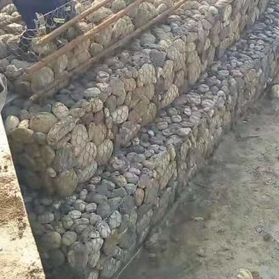 হেক্সাগন গ্যালফান গেবিয়ান ঝুড়ি বোনা পাথর 8x10 সেমি ভরা সিওয়াল সুরক্ষার জন্য