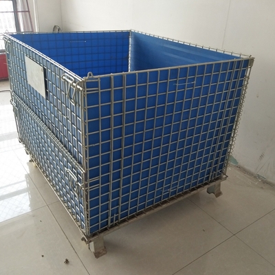 OEM গ্যালভানাইজড ভাঁজযোগ্য ইউরো বোতল তারের ধারক 1200 * 1000 * 890 তারের জাল ধারক স্ট্যাকযোগ্য স্টোরেজ খাঁচা