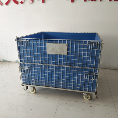 OEM গ্যালভানাইজড ভাঁজযোগ্য ইউরো বোতল তারের ধারক 1200 * 1000 * 890 তারের জাল ধারক স্ট্যাকযোগ্য স্টোরেজ খাঁচা