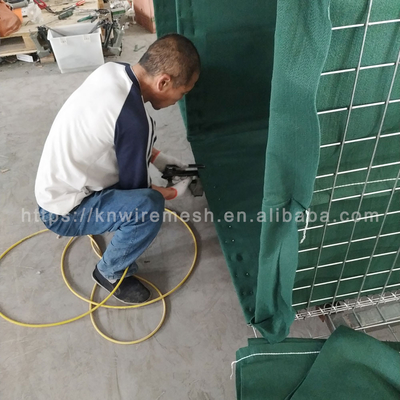 ৩৫০ গ্রাম জিংক অ্যালুমিনিয়াম উপাদান প্রতিরক্ষামূলক বাধা স্যান্ড / সবুজ জিওটেক্সটাইল সহ ওয়েল্ড গ্যাবিয়ন প্রাচীর