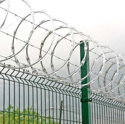 High Security Razor Ribbon Barbed Wire Coils for Border Wall and Airport Fence Protection