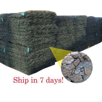 জাল আকার 60mm X 80mm রক্ষণাবেক্ষণ প্রাচীর Gabion বাস্কেট পিভিসি তারের