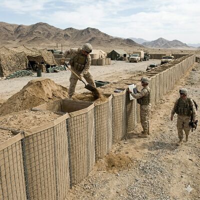 প্রতিরক্ষামূলক বাধা 3"X3" ঢালাই ইস্পাত গ্যাবিয়ন স্যান্ডব্যাগ বেসশন ফ্লাড পেরিমিটার নিরাপত্তা প্রতিরক্ষামূলক প্রাচীর