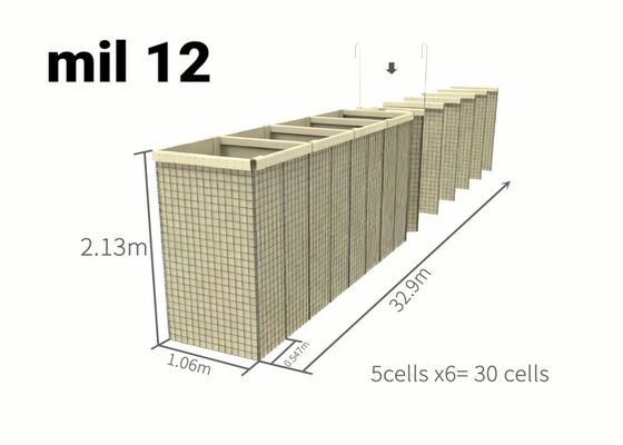 সহজে স্থাপনের জন্য হট ডিপ গ্যালভানাইজড স্টিল তারের জাল এবং মাল্টি সেলুলার ডিজাইন সহ সামরিক বাধা
