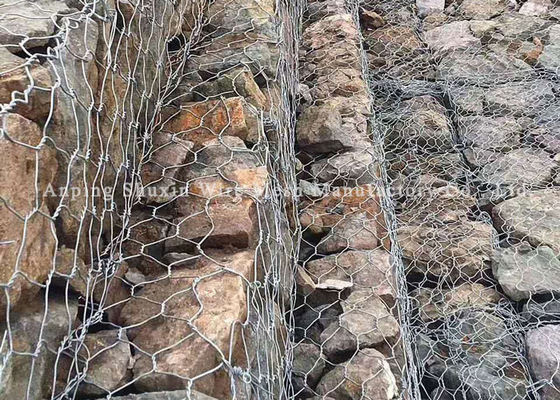 থ্রি টুইস্ট বোনা উঁচু দস্তা গ্যাবিয়ন ওয়াল খাঁচা