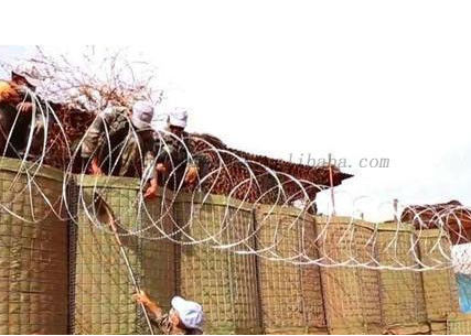 জিওটেক্সটাইল সহ বাশান বালির প্রাচীর ইস্পাত বন্যা এইচডিজি সামরিক বাধা