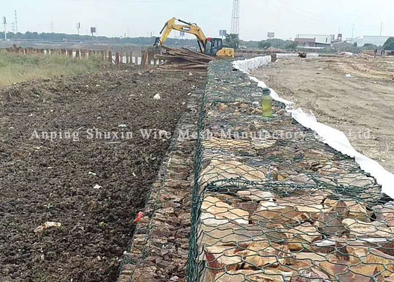 মাটি / বালি / পাথর দিয়ে ভরাট ষড়ভুজ বোনা গ্যাবিয়ন বাস্কেট 3.4 মিমি স্যালভেজ ওয়্যার সহজ এবং ইনস্টলেশন